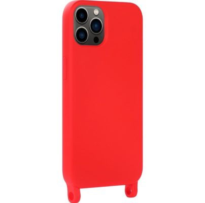 Mobigear Lanyard - Apple iPhone 14 Pro Max Coque avec cordon en Silicone Souple - Rouge