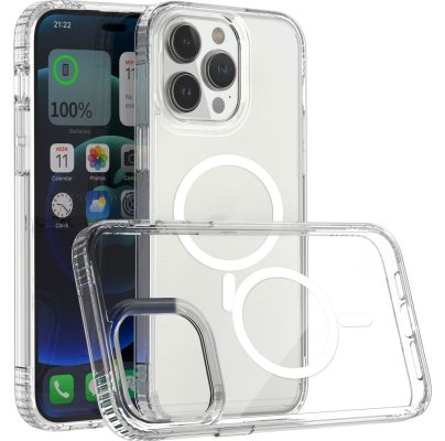 Mobigear Crystal - Coque Apple iPhone 14 Pro Max Coque Arrière Rigide Compatible MagSafe - Transparent