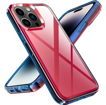 Mobigear Crystal - Coque Apple iPhone 14 Pro Coque Arrière Rigide - Transparent / Rouge