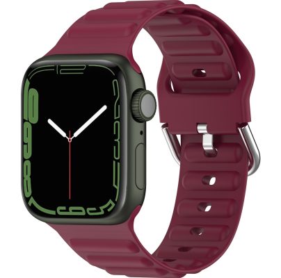 Mobigear Color - Bracelet Apple Watch Series 8 (45mm) en Silicone Souple Fermetureà boucle - Wine Red