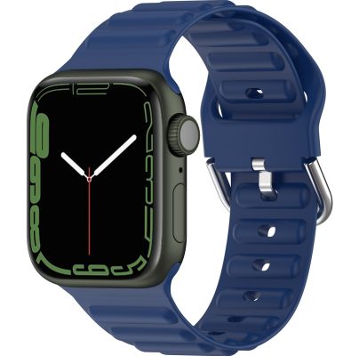 Mobigear Color - Bracelet Apple Watch Series 7 (41mm) en Silicone Souple Fermetureà boucle - Dark Blue