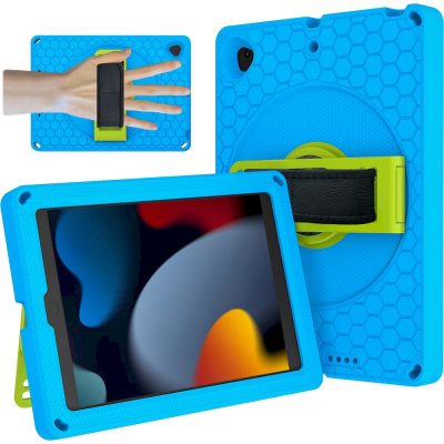 Mobigear Ruggedized - Coque Apple iPad 9 (2021) Coque arrière en EVA + Support Amovible - Bleu