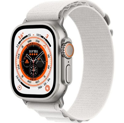 Mobigear RidgeRelay - Bracelet Apple Watch Series 7 (45mm) en Nylon Fermetureà boucle - Blanc