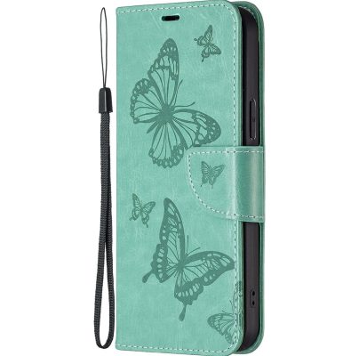 Mobigear Butterfly - Coque Samsung Galaxy S23 Ultra Etui Portefeuille - Vert