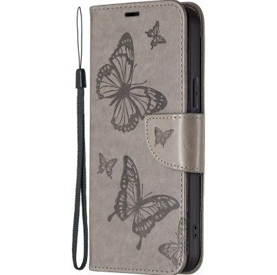 Mobigear Butterfly - Coque Xiaomi 12T Pro Etui Portefeuille - Gris
