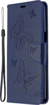 Mobigear Butterfly - Coque Xiaomi Redmi Note 9 Pro Etui Portefeuille - Bleu