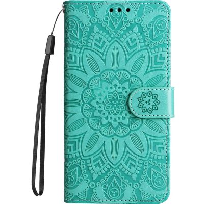 Mobigear Flowers - Coque Samsung Galaxy A14 Etui Portefeuille - Vert