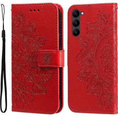 Mobigear Flowers - Coque Samsung Galaxy S23 Etui Portefeuille - Rouge