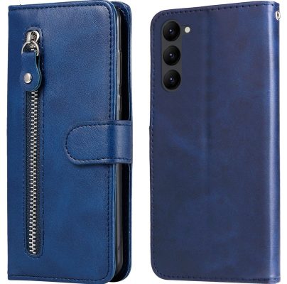 Mobigear Zipper - Coque Samsung Galaxy S23 Etui Portefeuille - Bleu