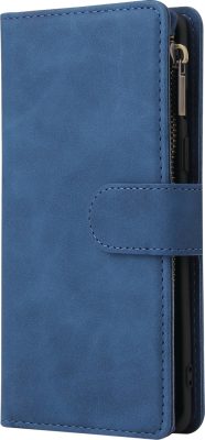 Mobigear Zipper - Coque OnePlus 8 Portefeuille Etui Portefeuille - Bleu