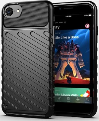 Mobigear Groove - Coque Apple iPhone 8 Coque arrière en TPU Souple - Noir