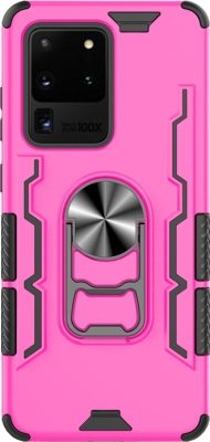 Mobigear Armor Stand - Coque Samsung Galaxy S20 Ultra Coque Arrière Rigide Antichoc + Support Amovible - Rose