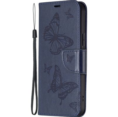 Mobigear Butterfly - Coque Xiaomi Redmi Note 12 Pro Etui Portefeuille - Bleu