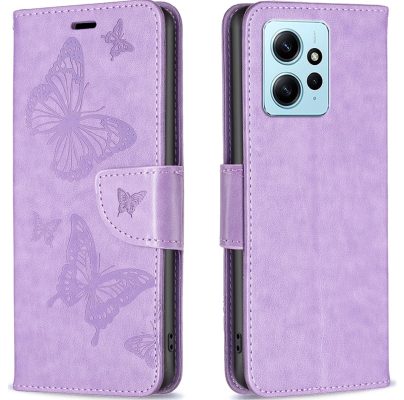 Mobigear Butterfly - Coque Xiaomi Redmi Note 12 Etui Portefeuille - Violet