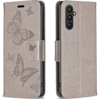 Mobigear Butterfly - Coque Samsung Galaxy A24 Etui Portefeuille - Gris