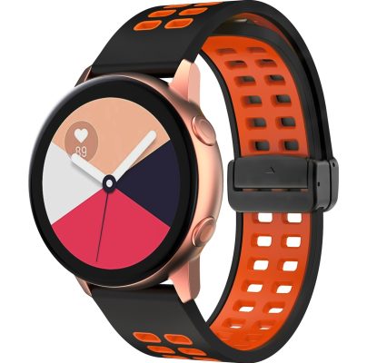 Mobigear Two Tone - Bracelet Smartwatch en Silicone Souple Fermeture de la pince - 20mm - Noir / Orange