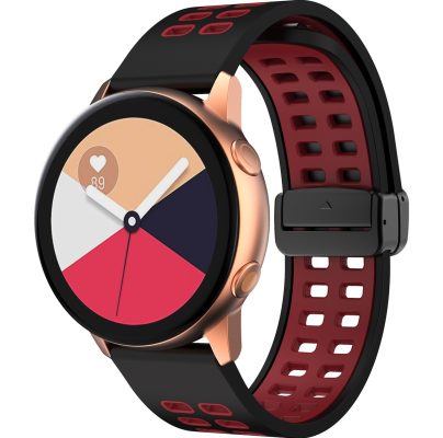 Mobigear Two Tone - Bracelet Smartwatch en Silicone Souple Fermeture de la pince - 20mm - Noir / Rouge