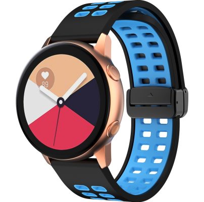 Mobigear Two Tone - Bracelet Smartwatch en Silicone Souple Fermeture de la pince - 20mm - Noir / Bleu