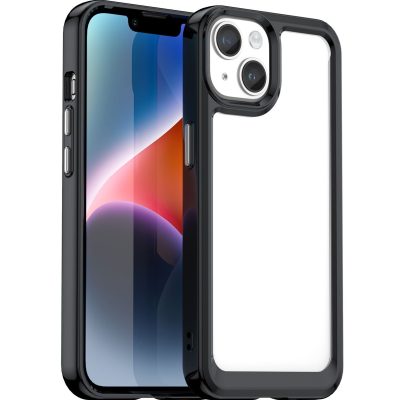 Mobigear Crystal - Coque Apple iPhone 15 Plus Coque Arrière Rigide - Transparent / Noir