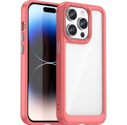 Mobigear Crystal - Coque Apple iPhone 15 Pro Coque Arrière Rigide - Transparent / Rouge