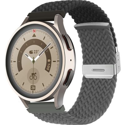 Mobigear Braided - Bracelet Smartwatch en Nylon Fermeture de la pince - 22mm - Noir / Gris