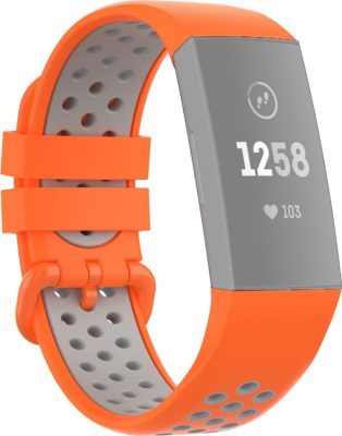 Mobigear Active - Bracelet Fitbit Charge 3 en Silicone Souple Fermetureà boucle - Orange