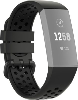 Mobigear Active - Bracelet Fitbit Charge 4 en Silicone Souple Fermetureà boucle - Noir