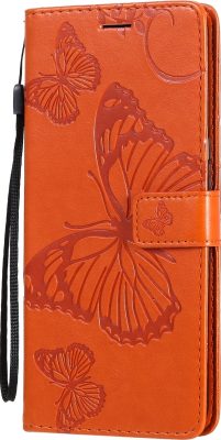 Mobigear Butterfly - Coque LG V60 ThinQ Etui Portefeuille - Orange