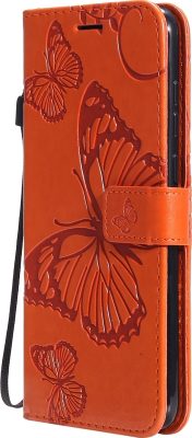 Mobigear Butterfly - Coque Samsung Galaxy A11 Etui Portefeuille - Orange