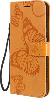 Mobigear Butterfly - Coque Samsung Galaxy A41 Etui Portefeuille - Cognac