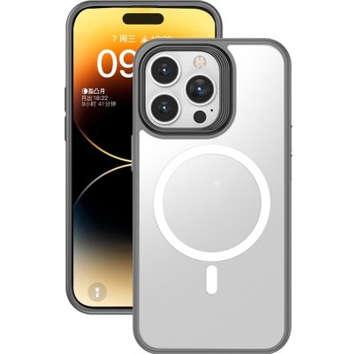 Mobigear Shockproof - Coque Apple iPhone 15 Pro Max Coque Arrière Rigide Compatible MagSafe - Gris