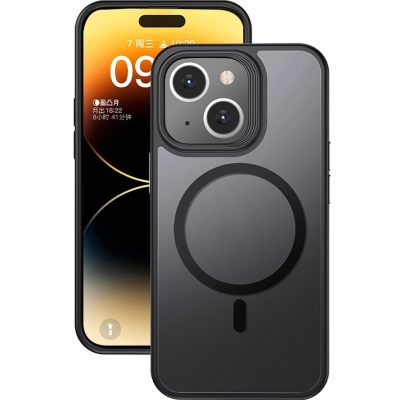 Mobigear Shockproof - Coque Apple iPhone 15 Coque Arrière Rigide Compatible MagSafe - Noir