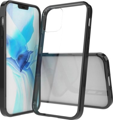 Mobigear Crystal - Coque Apple iPhone 12 Coque Arrière Rigide - Transparent / Noir