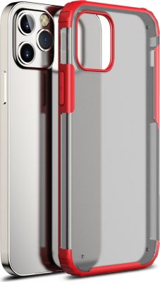 Mobigear Shockproof - Coque Apple iPhone 12 Pro Max Coque Arrière Rigide Antichoc - Rouge