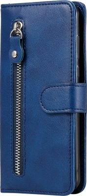 Mobigear Zipper - Coque Xiaomi Redmi Note 9 Portefeuille Etui Portefeuille - Bleu