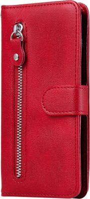 Mobigear Zipper - Coque Xiaomi Redmi Note 9 Portefeuille Etui Portefeuille - Rouge