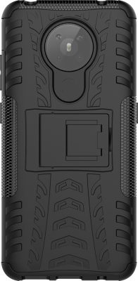 Mobigear Tire - Coque Nokia 5.3 Coque Arrière Rigide Antichoc + Support Amovible - Noir