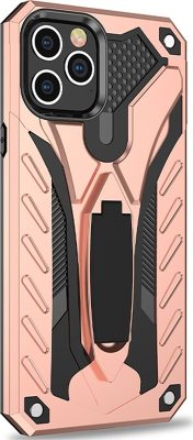 Mobigear Armor Stand - Coque Apple iPhone 12 Mini Coque Arrière Rigide Antichoc + Support Amovible - Rose doré
