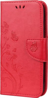 Mobigear Butterfly - Coque Apple iPhone 12 Etui Portefeuille - Rouge