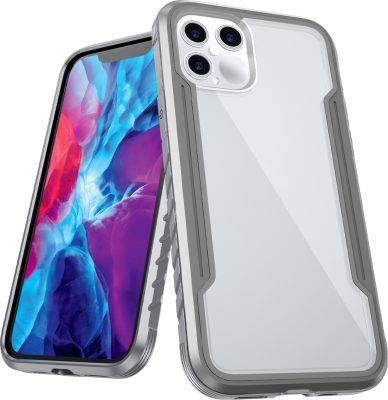 Mobigear Metal Tough - Coque Apple iPhone 12 Coque Arrière Rigide Antichoc - Transparent / Gris