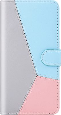 Mobigear Design - Coque Apple iPhone 12 Pro Max Etui Portefeuille - Bleu / Rose / Gris