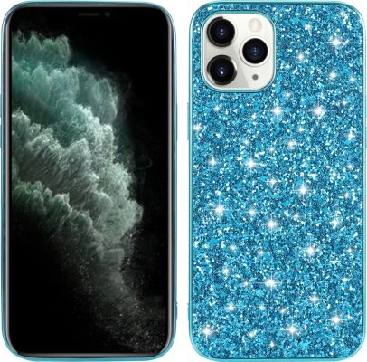 Mobigear Glitter - Coque Apple iPhone 12 Pro Max Coque Arrière Rigide - Bleu