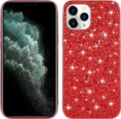 Mobigear Glitter - Coque Apple iPhone 12 Pro Max Coque Arrière Rigide - Rouge