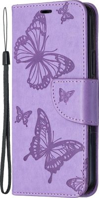 Mobigear Butterfly - Coque Apple iPhone 12 Pro Etui Portefeuille - Violet