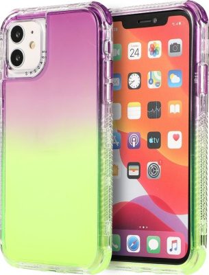 Mobigear Gradient - Coque Apple iPhone 12 Mini Coque Arrière Rigide Antichoc - Vert / Violet