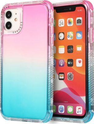 Mobigear Gradient - Coque Apple iPhone 12 Pro Coque Arrière Rigide Antichoc - Rose / Turquoise