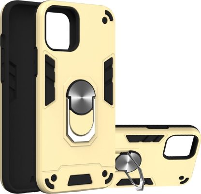 Mobigear Armor Ring - Coque Apple iPhone 12 Pro Coque Arrière Rigide Antichoc + Anneau-Support - Or