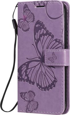 Mobigear Butterfly - Coque Apple iPhone 12 Etui Portefeuille - Violet