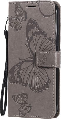 Mobigear Butterfly - Coque Apple iPhone 12 Pro Max Etui Portefeuille - Gris