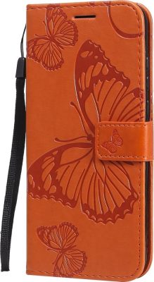 Mobigear Butterfly - Coque Motorola Moto E6s (2020) Etui Portefeuille - Orange